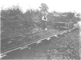 Einer der Schienenwege von Benjamin Outram: Die Little Eaton Gangway bei Derby im Jahre 1908, dem letzten Betriebsjahr dieser Bahn.